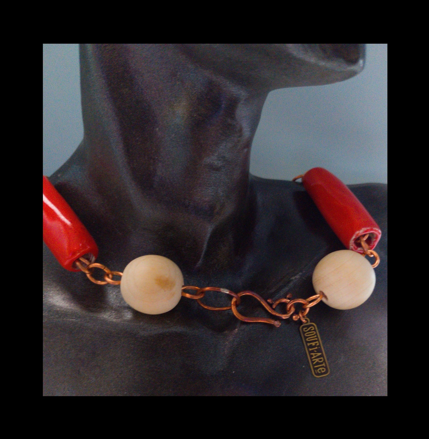 Red Ceramic & Layered Shell Pearl Necklace – Bold Grace | SOUFiiARTe