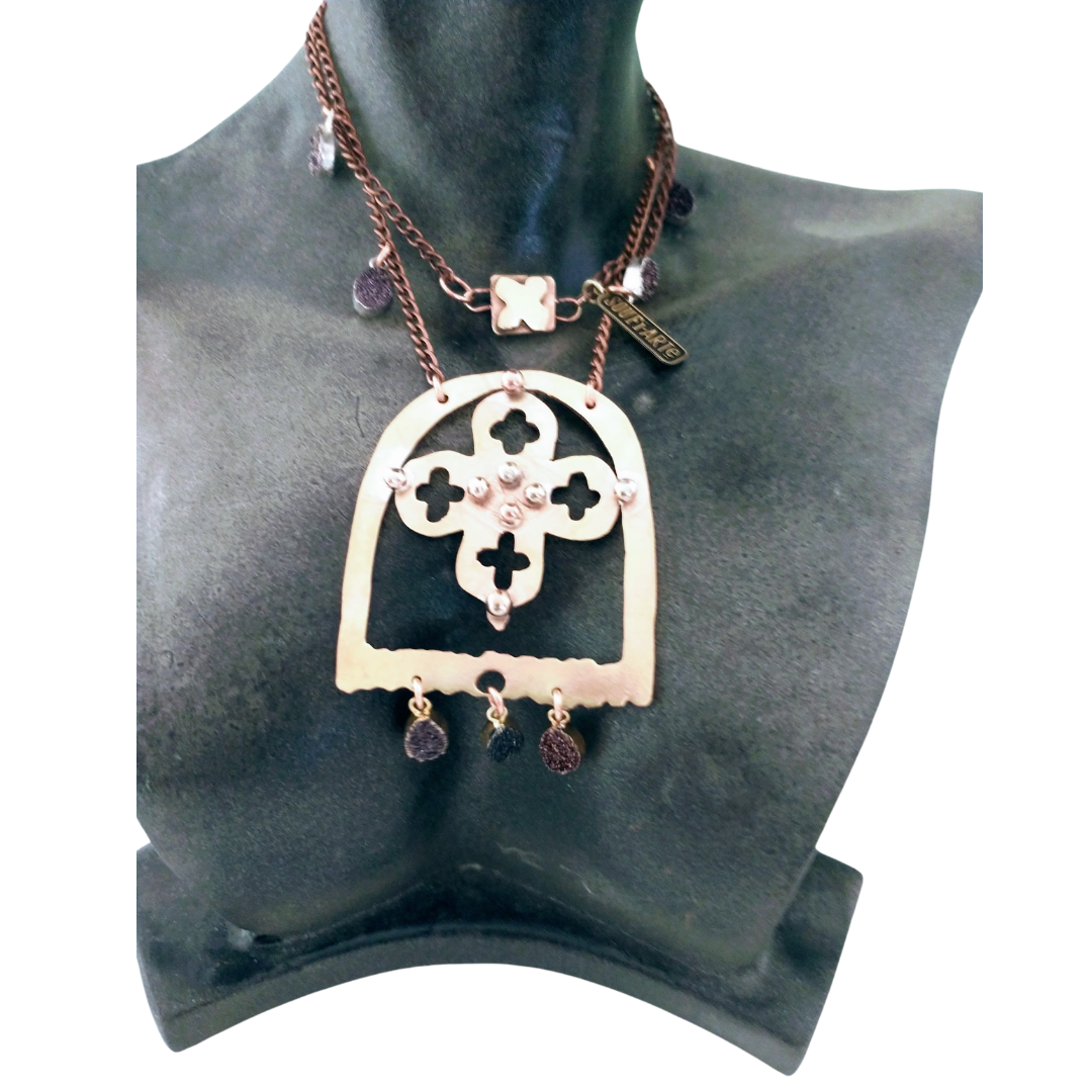Titanium Druzy | Copper Statement Pendant | Iridescent Crystal Necklace | SOUFiiARTe