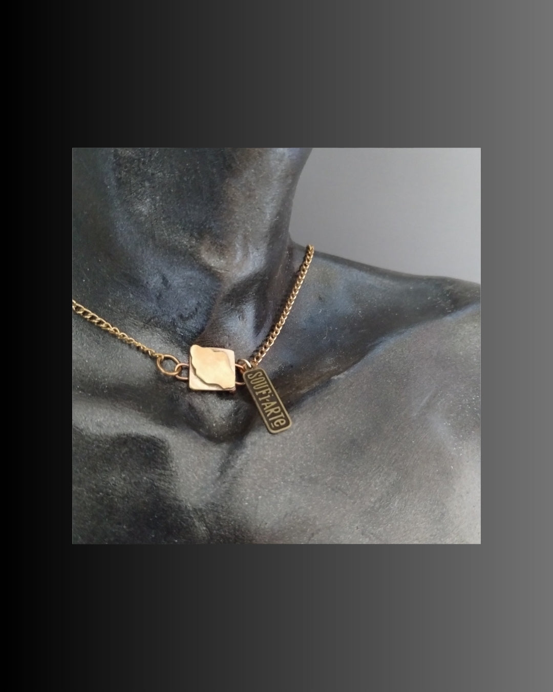 Bronze Star Druzy | Copper Moon Pendant | Brass Chain Tassel Necklace | by SOUFiiARTe