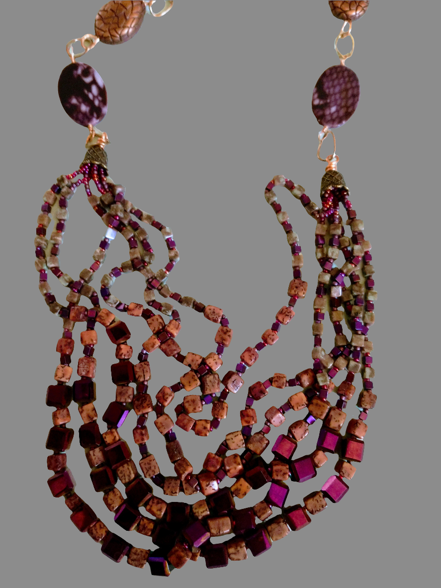 Magenta Bloodstone & Copper Layered Necklace – Higher Purpose | SOUFiiARTe