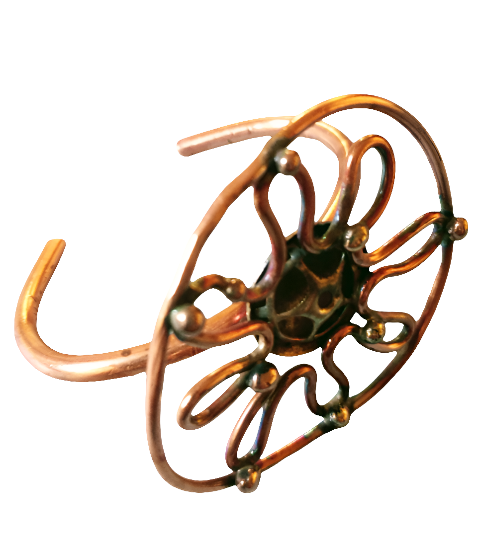 Large Copper Daisy Cuff Bracelet | Bold Handmade Statement Jewelry