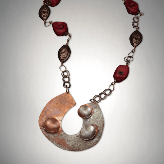 Red Coral Copper Pendant Necklace | Stone Jewelry | SOUFiiARTe