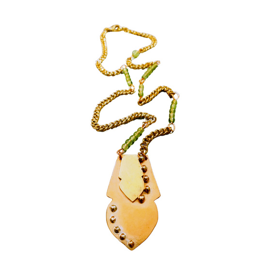 Peridot & Brass Moroccan Door Pendant Necklace | SOUFiiARTe