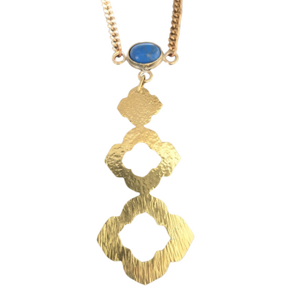 Lapis Lazuli Cabochon & Brass Pendant Necklace | SOUFiiARTe