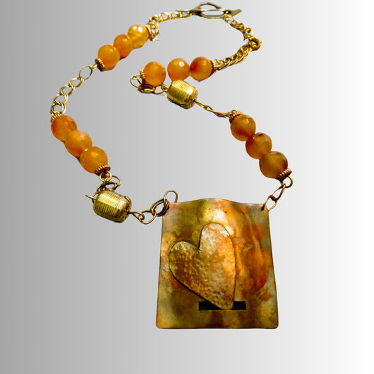 Heart Love Symphony Chakra Necklace | Carnelian &  Flame Painted Copper | SOUFiiARTe