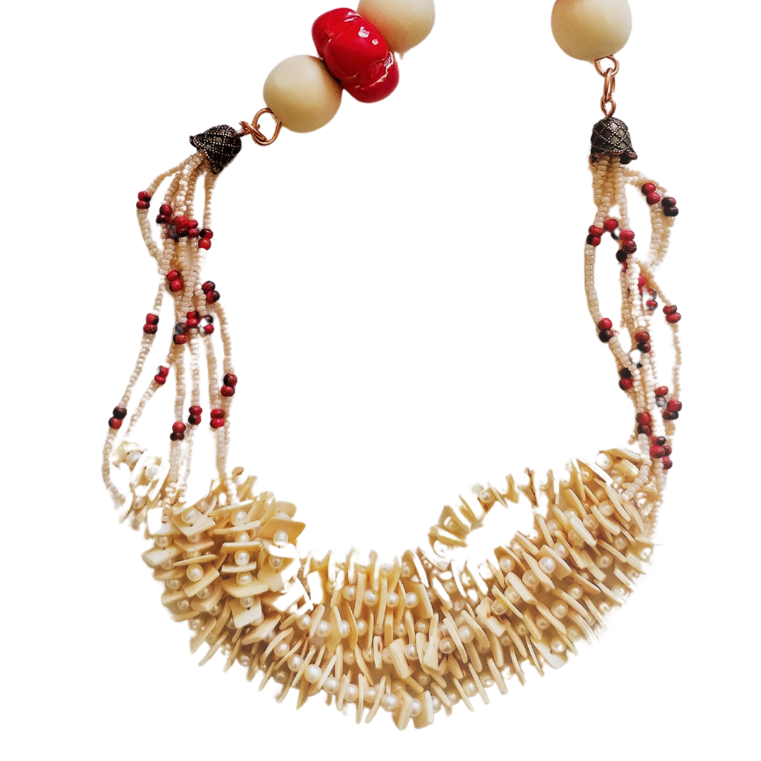 Red Power Beaded Ceramic Lightweight Necklace | SOUFiiARTe