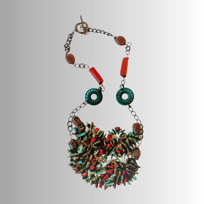 Enchanting Coral & Turquoise Beaded Instincts Necklace | SOUFiiARTe