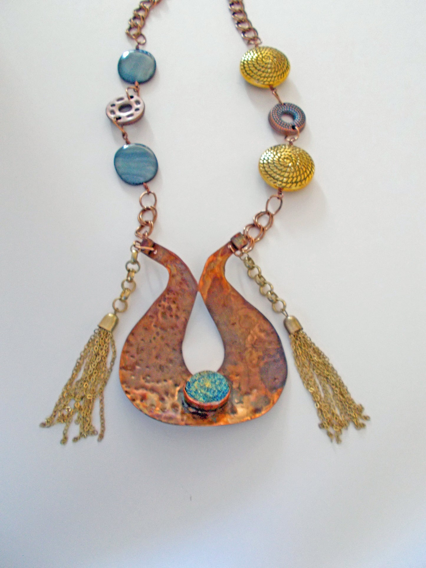 Greek Temple Titanium Druzy & Copper MOP Necklace | SOUFiiARTe